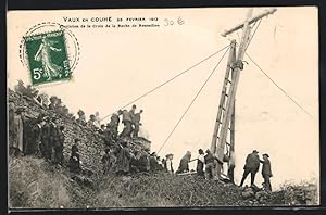 Carte postale Vaux-en-Couhé, Plantation de la Croix de la Roche de Roussillon, 25 Fevrier 1912