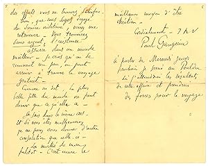 Bild des Verkufers fr Autograph letter signed ("Paul Gauguin"). zum Verkauf von Antiquariat INLIBRIS Gilhofer Nfg. GmbH