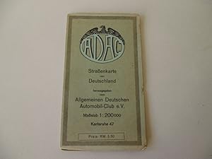 ADAC Vorkrieg Sraßenkarte von Deutschland Karlsruhe 47 Maßstab 1:200 000