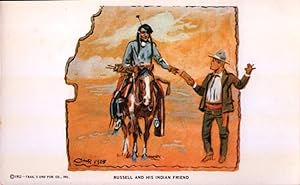 Bild des Verkufers fr art postcard: Russell and His Indian Friend zum Verkauf von Mobyville