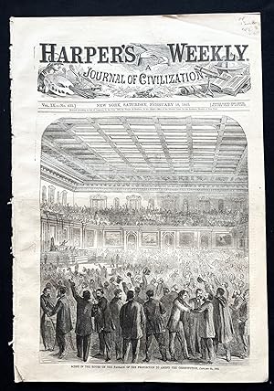 An 1865 CIVIL WAR newspaper US CONGRESS PASSES 13TH AMENDMENT ABOLISHING NEGR0 SLAVERY in the UNI...