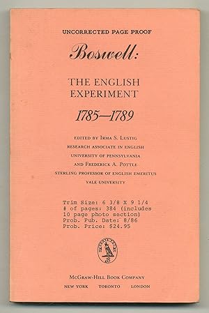Bild des Verkufers fr Boswell: The English Experiment 1785-1789 zum Verkauf von Between the Covers-Rare Books, Inc. ABAA
