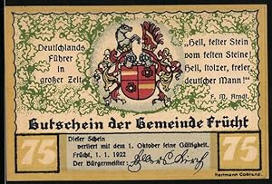 Bild des Verkufers fr Notgeld Frcht 1922, 75 Pfennig, Standbild d. Ministers Freiherr vom und zum Stein zum Verkauf von Bartko-Reher