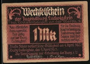 Bild des Verkufers fr Notgeld Burg Ludwigstein 1921, 1 Mark, Der Ludwigstein nach Merian zum Verkauf von Bartko-Reher