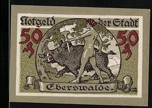 Notgeld Eberswalde 1918, 50 Pfennig, Fackelträgerin mit Eber