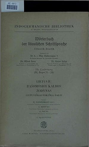 Bild des Verkufers fr Wrterbuch der litauischen Schriftsprache. 25. Lieferung zum Verkauf von Antiquariat Bookfarm