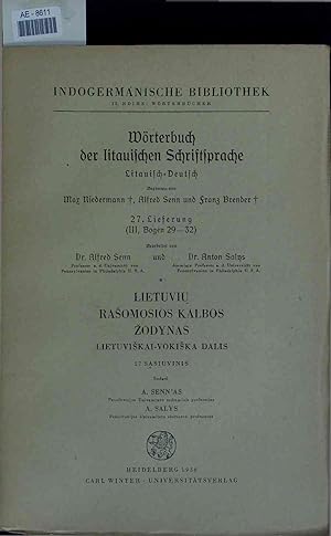 Bild des Verkufers fr Wrterbuch der litauischen Schriftsprache. 27. Lieferung zum Verkauf von Antiquariat Bookfarm