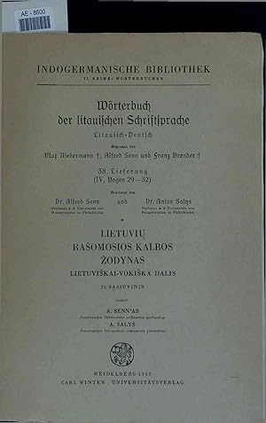 Bild des Verkufers fr Wrterbuch der litauischen Schriftsprache. 38. Lieferung zum Verkauf von Antiquariat Bookfarm