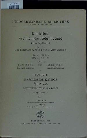 Bild des Verkufers fr Wrterbuch der litauischen Schriftsprache. 32. Lieferung zum Verkauf von Antiquariat Bookfarm