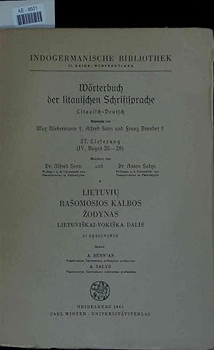 Bild des Verkufers fr Wrterbuch der litauischen Schriftsprache. 37. Lieferung zum Verkauf von Antiquariat Bookfarm