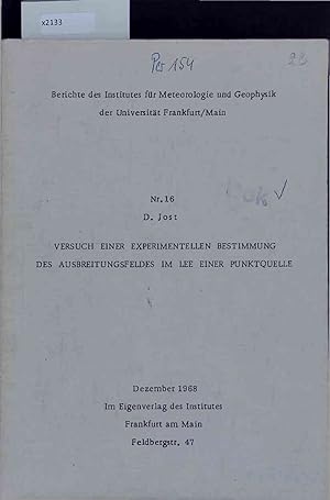 Immagine del venditore per Versuch Einer Experimentellen Bestimmung des Ausbreitungsfeldes im Lee Einer Punktquelle. Nr. 16 venduto da Antiquariat Bookfarm