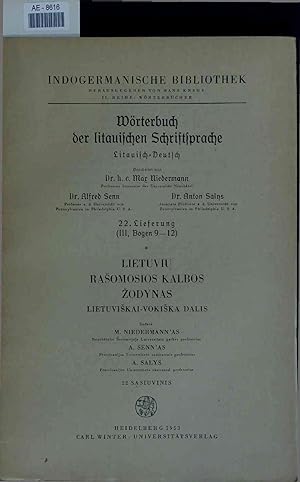 Bild des Verkufers fr Wrterbuch der litauischen Schriftsprache. 22. Lieferung zum Verkauf von Antiquariat Bookfarm
