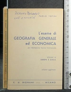 Immagine del venditore per L'ESAME DI GEOGRAFIA GENERALE ED ECONOMICA VOL 3 venduto da Cartarum