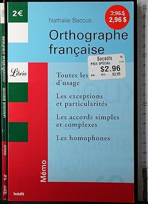 Seller image for Orthographe Francaise for sale by Cartarum