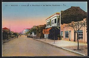 Ansichtskarte Meknes, Avenue de la République et les Services Municipaux