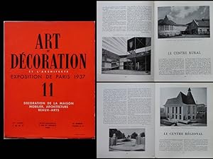 ART ET DECORATION n°11 1937 EXPOSITION 1937, CENTRE RURAL, CENTRE REGIONAL