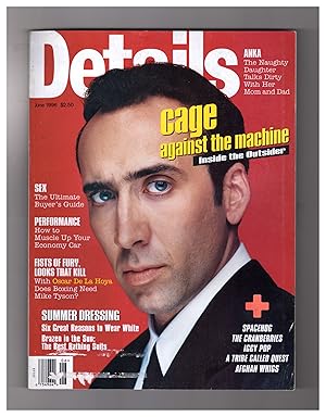 Details Magazine - June, 1996. Cover: Nicholas Cage. Anka; Jenny McCarthy; Oscar De La Hoya; Iggy...