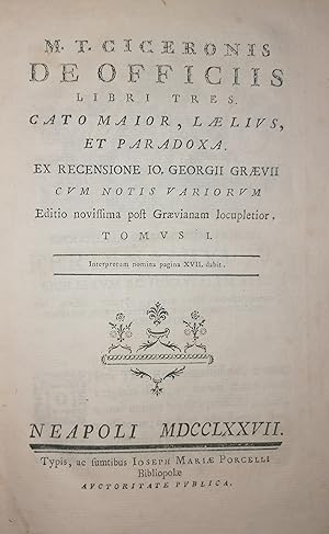 M.T. Ciceronis de officiis libri tres Cato maior, Laelius et Paradoxa ex recensione io Georgii Gr...