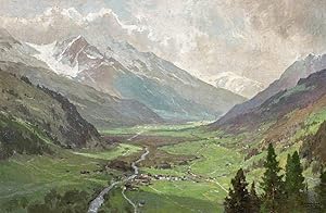 "Blick ins Gasteinertal" originales Ölgemälde auf Leinwand ca.41x63cm; rechts unten signiert und ...