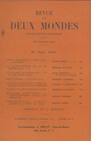 Bild des Verkufers fr Revue des deux mondes mai 1943 - Collectif zum Verkauf von Book Hmisphres