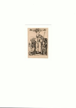Bild des Verkufers fr Christus am Kreuz mit vier Assistenzfiguren | The Crucifixion | Jsus-Christ  la Croix. Heliogravre von Charles Amand-Durand nach einem Kupferstich von Martin Schongauer (um 1480). zum Verkauf von Antiquariat Reinhold Pabel