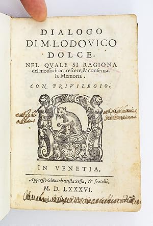 DIALOGO DI M. LODOVICO DOLCE. NEL QUALE SI RAGIONA DEL MODO DI ACCRESCERE, & CONSERVAR LA MEMORIA