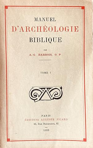 Seller image for Manuel d'archologie biblique. Tome I [-II]. for sale by Jack Baldwin Rare Books