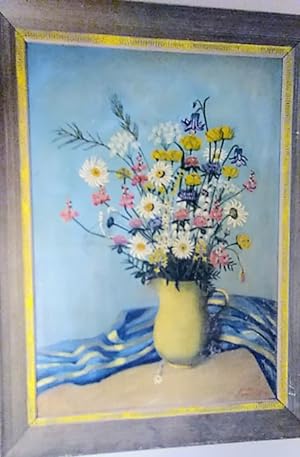 FIELD FLOWERS OIL PAINTING SIGNED F TICCHIO FRAMED