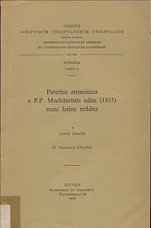 Bild des Verkufers fr Paterica armeniaca a P. P. Mechitaristis edita (1855) nunc latine reddita zum Verkauf von avelibro OHG