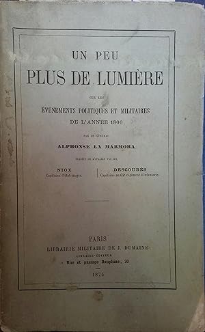 Image du vendeur pour Un peu plus de lumire sur les vnements politiques et militaires de l'anne 1866. mis en vente par Librairie Et Ctera (et caetera) - Sophie Rosire