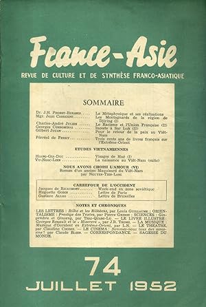 France-Asie N° 74. Revue mensuelle de culture et de synthèse franco-asiatique. Les montagnards de...