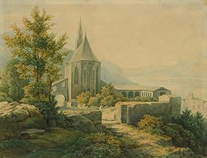Zeichner des 19. Jahrhunderts , Aquarellist der Romantik - "Klosteranlage"