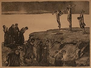 Bild des Verkufers fr Albert Welti - Bibelerzhlung Kreuzigung Golgatha - Radierung - 1914 zum Verkauf von Irrgang Fine Arts