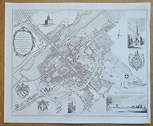 Antique Map CANTERBURY CITY PLAN, Kent, Edward Hasted original map 1799