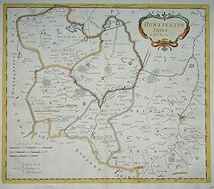 Antique Map HUNTINGDONSHIRE, Robert Morden, original hand coloured map 1722