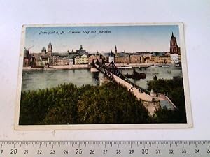 Frankfurt am Main, Eiserner Steg mit Mainkai Ansichtskarte