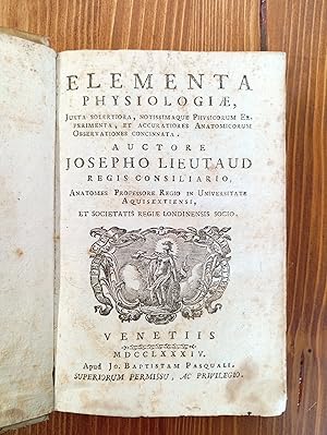 Seller image for Elementa physiologiae, juxta solertiora, notissimaque physicorum experimenta, et accuratiores anatomicorum observationes concinnata for sale by Il Salvalibro s.n.c. di Moscati Giovanni