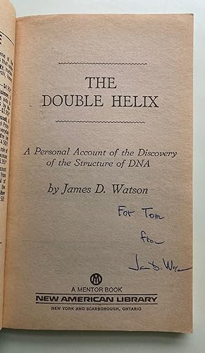 Immagine del venditore per Double Helix: A Personal Account of the Discovery of the Structure of DNA (Signed Copy) venduto da M.S.  Books
