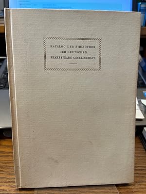 Katalog der Bibliothek der Deutschen Shakespeare-Gesellschaft. Nachtrag 1950-1960.