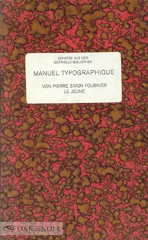 Seller image for MANUEL TYPOGRAPHIQUE for sale by Oak Knoll Books, ABAA, ILAB