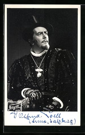 Seller image for Ansichtskarte Opernsnger Alfred Poell in einer seiner Rollen, original Autograph for sale by Bartko-Reher