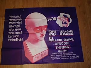 The Brain Original Vintage Film Poster Starring David Niven, Jean Paul Belmondo, Eli Wallach