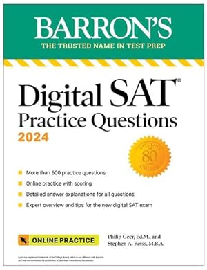 Bild des Verkufers fr Digital SAT Practice Questions 2024: More than 600 Practice Exercises for the New Digital SAT + Tips + Online Practice zum Verkauf von Wegmann1855