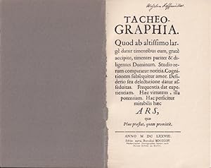 Tacheo-Graphia. Quod ab altissimo large datur timentibus eum, grate accipite, timentes pariter & ...