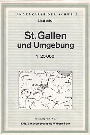 Bild des Verkufers fr Landeskarte der Schweiz. Blatt 2502: St. Gallen und Umgebung. Mastab 1: 25.000. Kolorierte Faltkarte. zum Verkauf von Antiquariat Carl Wegner