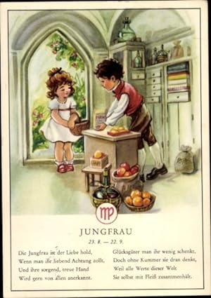 Künstler Ansichtskarte / Postkarte Sternzeichen Jungfrau, Virgo, 23. August bis 23. September, Ve...