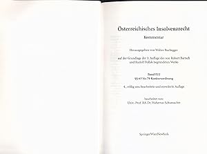 Seller image for sterreichisches Insolvenzrecht, Kommentar - Band II/2:  63 bis 79 Konkursordnung for sale by avelibro OHG
