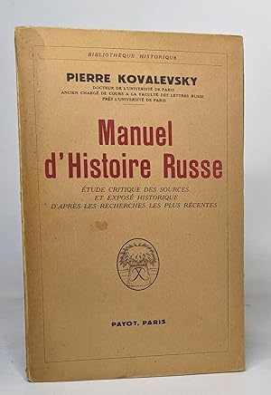 Seller image for Manuel d'histoire russe for sale by crealivres