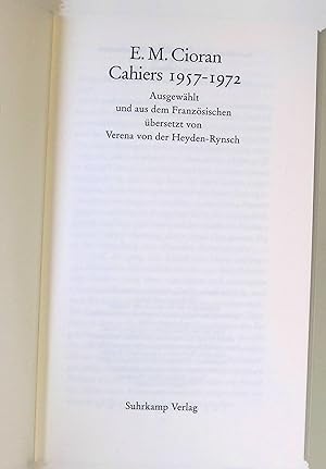 Bild des Verkufers fr Cahiers 1957 - 1972. zum Verkauf von books4less (Versandantiquariat Petra Gros GmbH & Co. KG)