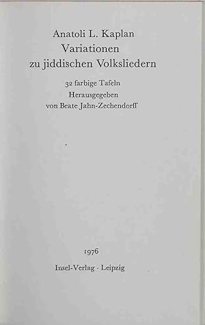 Seller image for Variationen zu jiddischen Volksliedern : 32 farb. Taf. Insel-Bcherei ; 1012 for sale by books4less (Versandantiquariat Petra Gros GmbH & Co. KG)